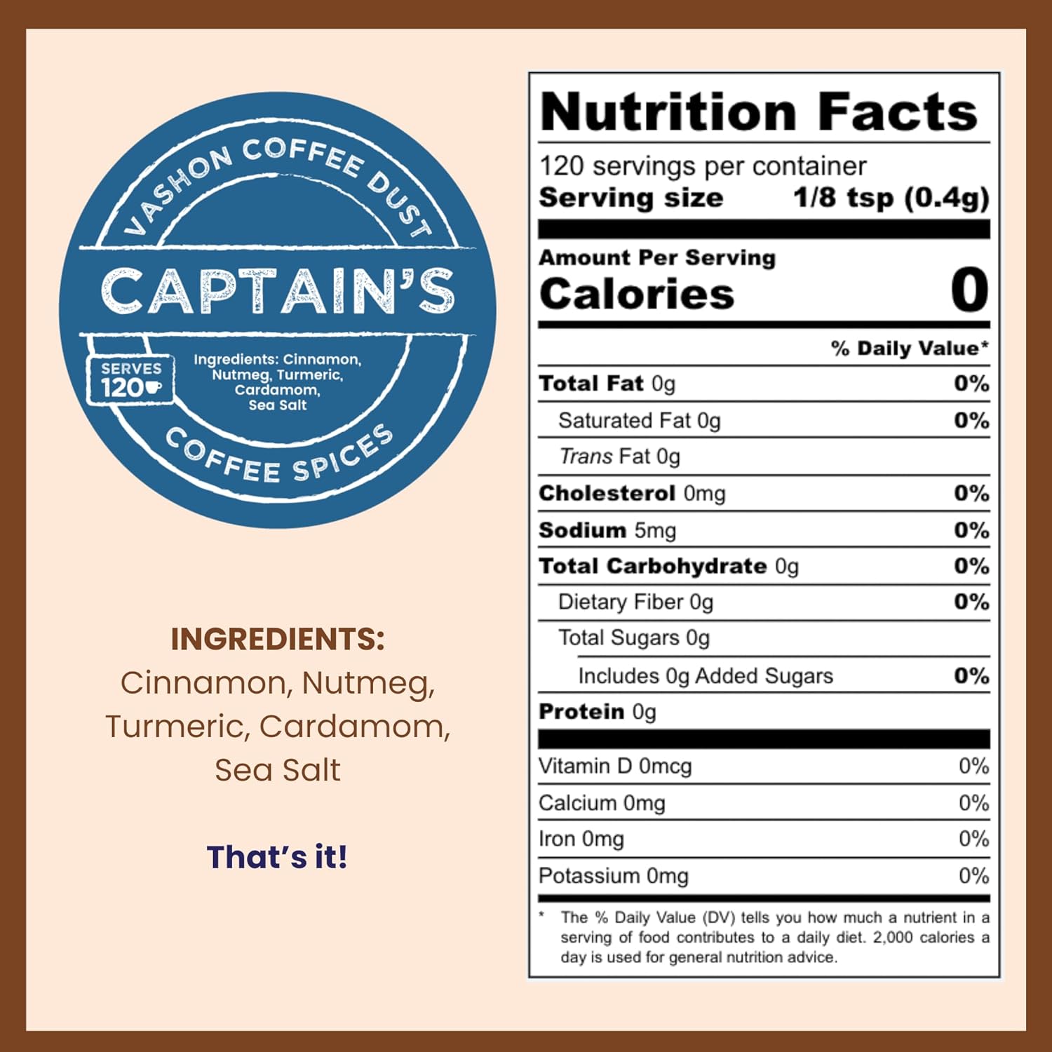 Coffee Dust Flavoring Powder, Captain's (120 Servings) – All Natural Coffee Syrup Alternative - Adds Flavor, Aroma, Taste & Whole30 Wellness to Drinks, Tea & Foods