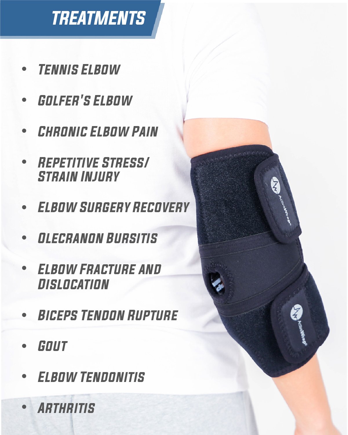ActiveWrap Elbow Ice Wrap Hot Cold Packs for Tennis Elbow Treatment