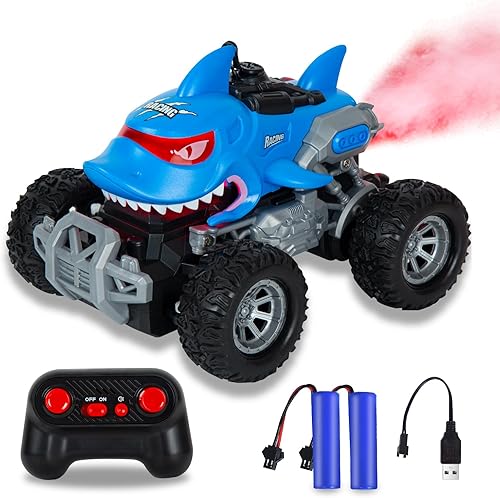 Autos RC para niños, camión monstruo de control remoto para niños, auto monstruo RC con luz LED de pulverización, juguete de regalo para niños
