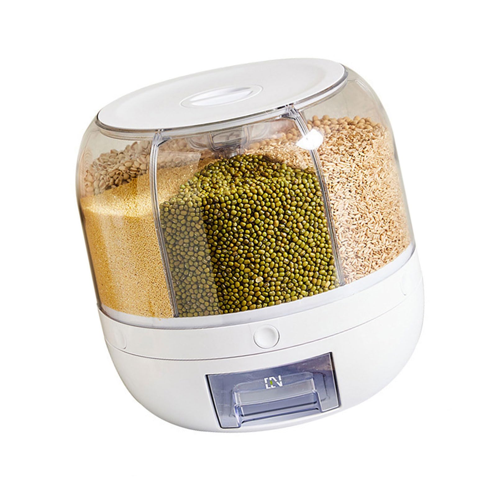 Mllepjdh Multigrain Storage Container with 6 Compartments 360 Degree Rotating Rice Dispenser Kitchen Dry Cereal Grains Organizers Cereal Dispenser