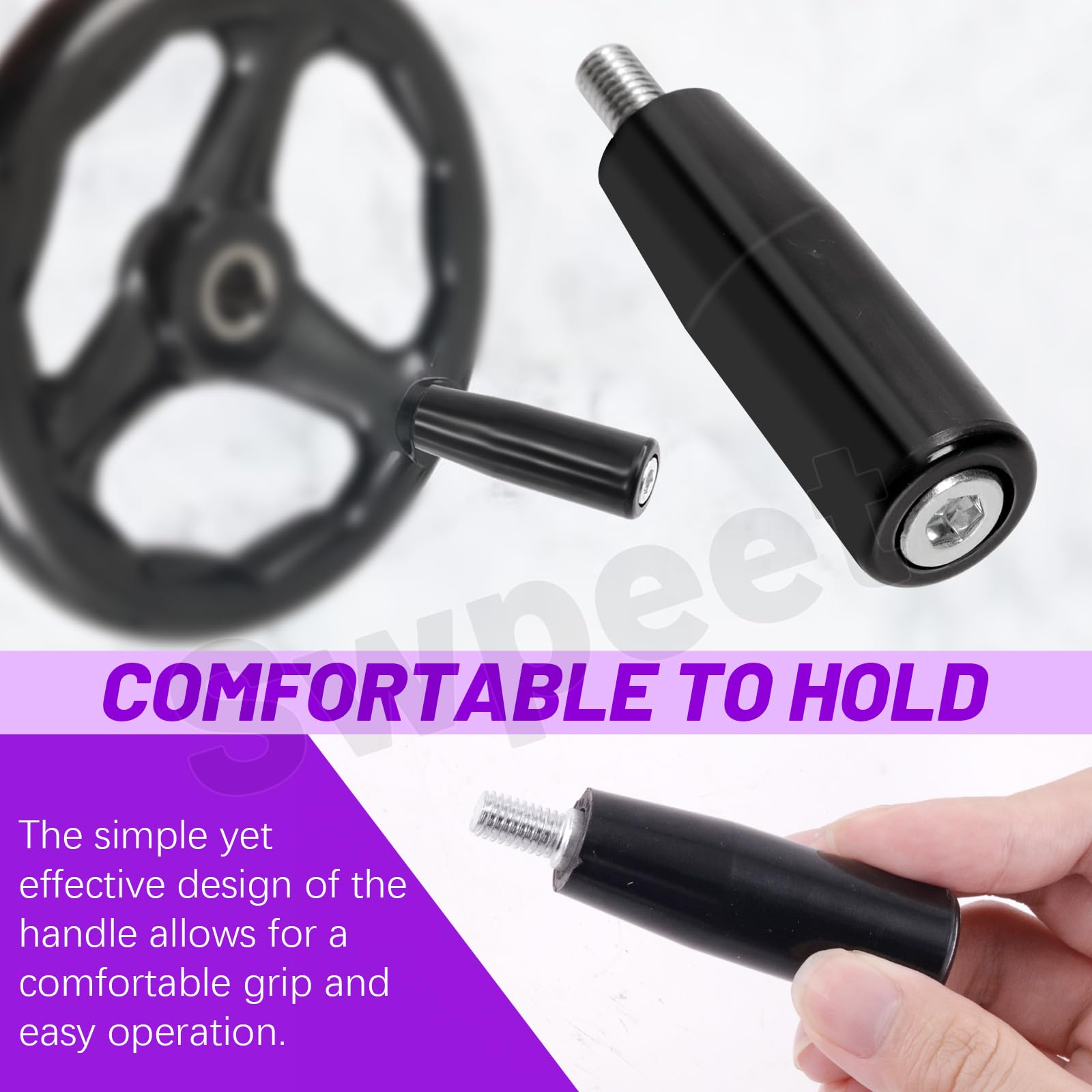 Swpeet 2 pezzi M8 × 63 mm maschio filettato gambo rotante, maniglia della macchina, manopola girevole, manovella maniglia girevole per fresatrice, tornio, smerigliatrice, trapano