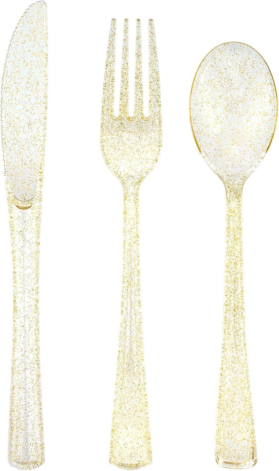 DecorWoo 180PCS Gold Plastic Silverware Set, Disposable