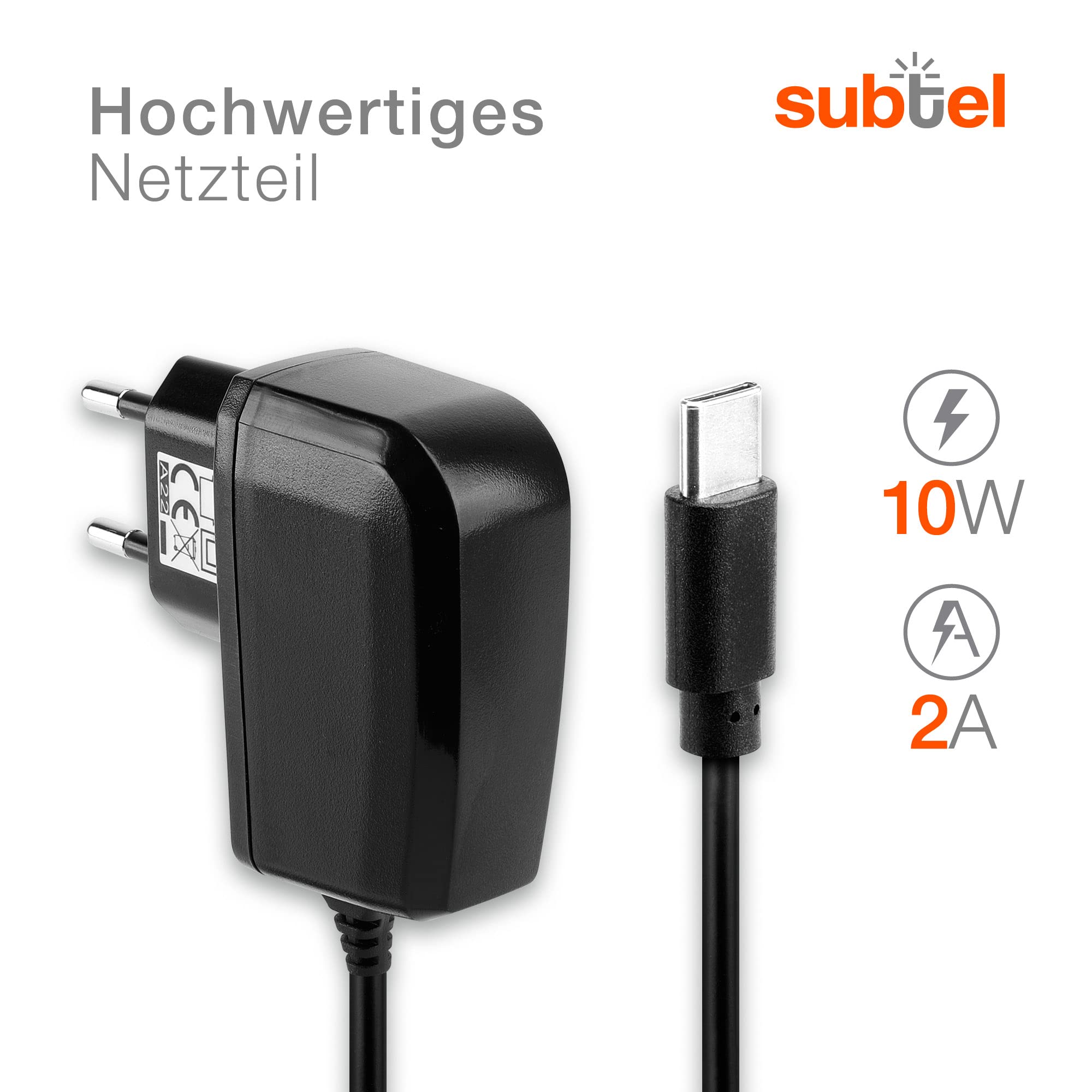 Subtel USB-C Ladegerät 2A/2000mA – Schnelles Netzteil Für Bose Speaker & Mehr