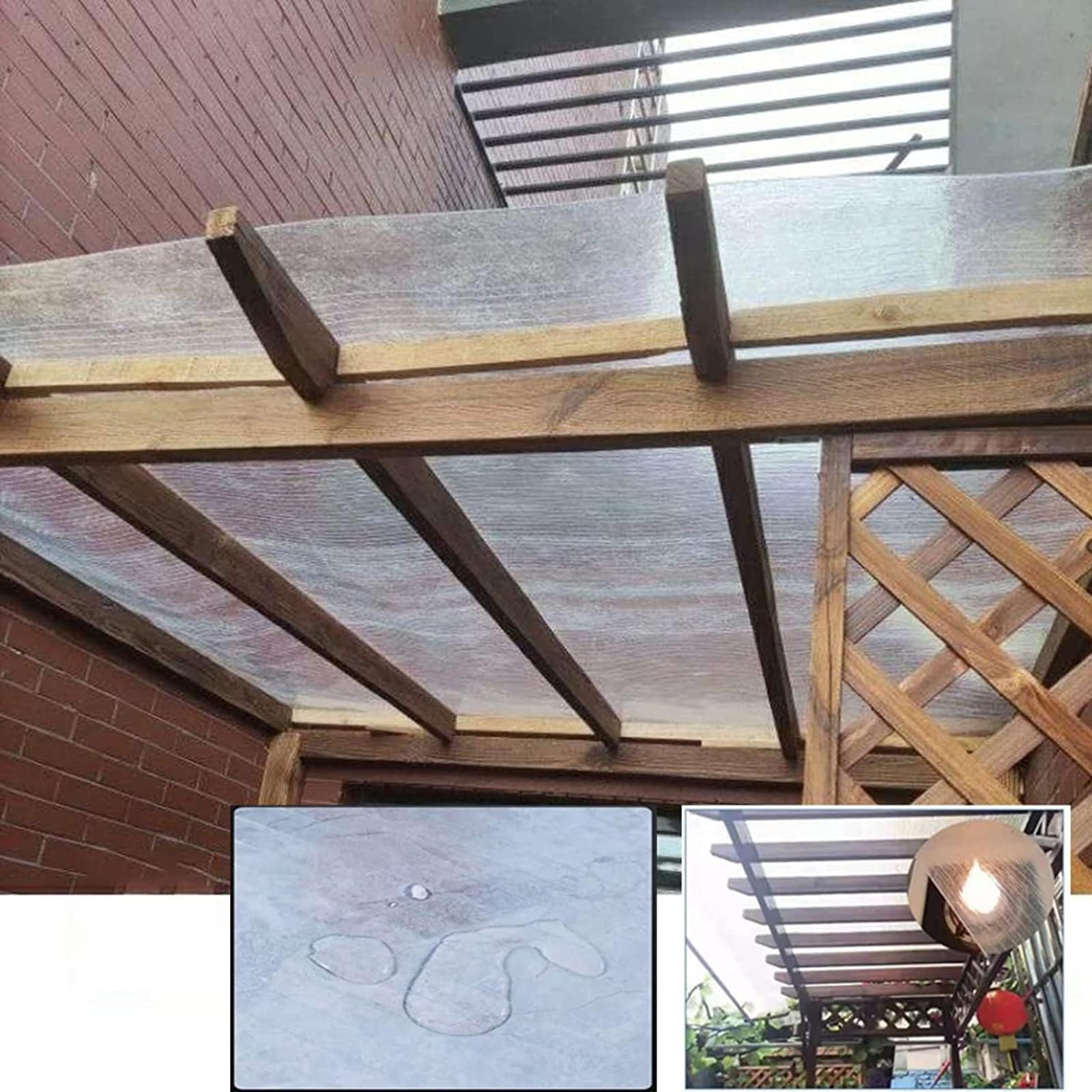 Lámina De Plástico Transparente Ligero De 0,8 Mm, Panel De Policarbonato Duradero Y Resistente. Techo Sólidas De Policarbonato Y Fibra De Vidrio, Toldo(WxL:0.7x3m)