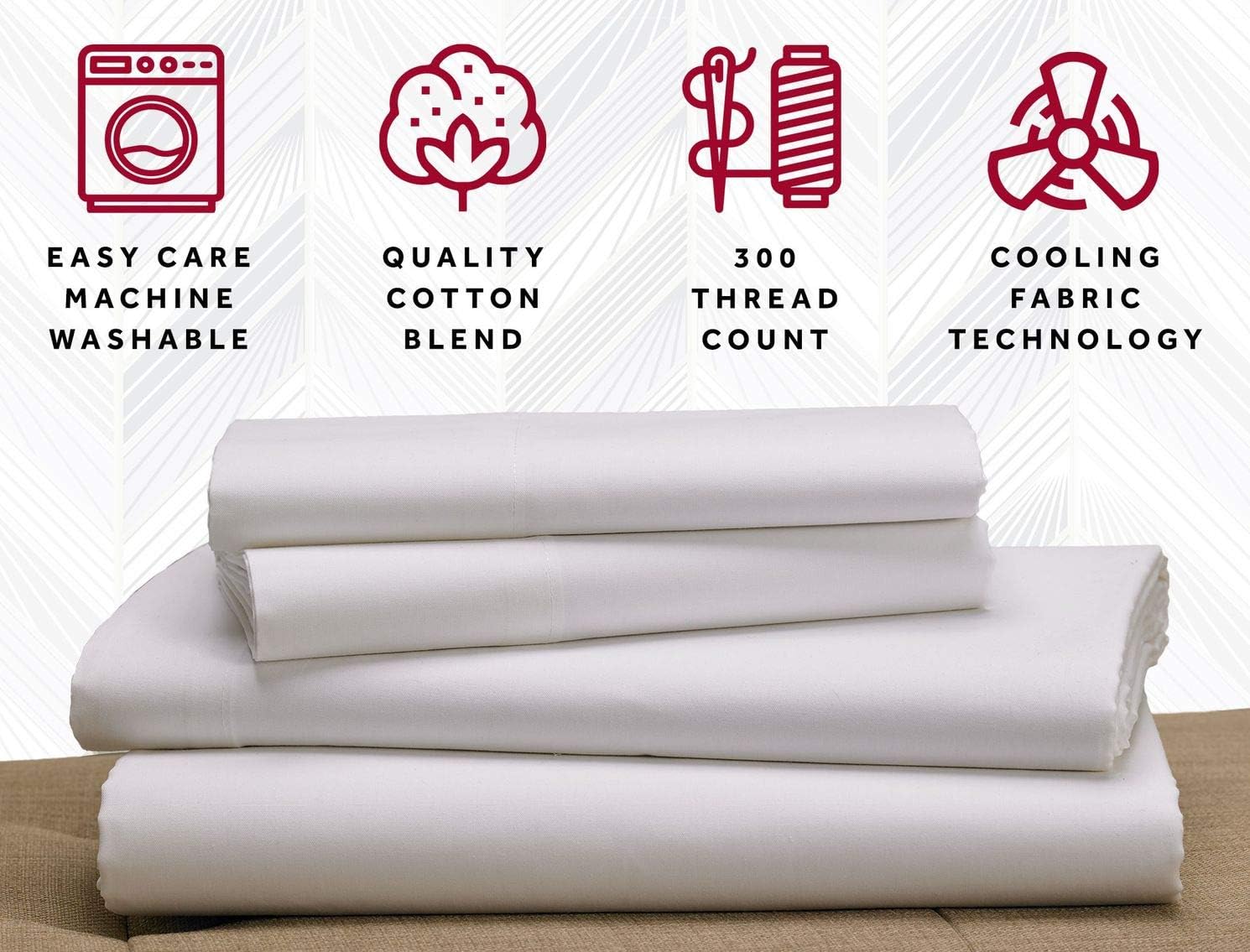 Marriott Signature Flat Sheet - Hotel Soft, Breathable 300 Thread Count Cotton Blend Flat Sheet - Queen
