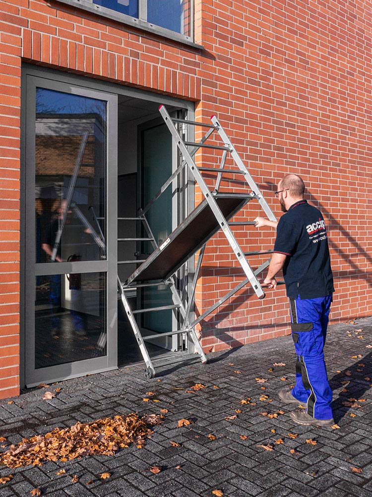 fahrbares Arbeitsgerüst - Arbeitshöhe 3,00 m - Kleingerüst - Arbeitsgerüst mit Treppenverstellung, aus Aluminium, für innen und außen