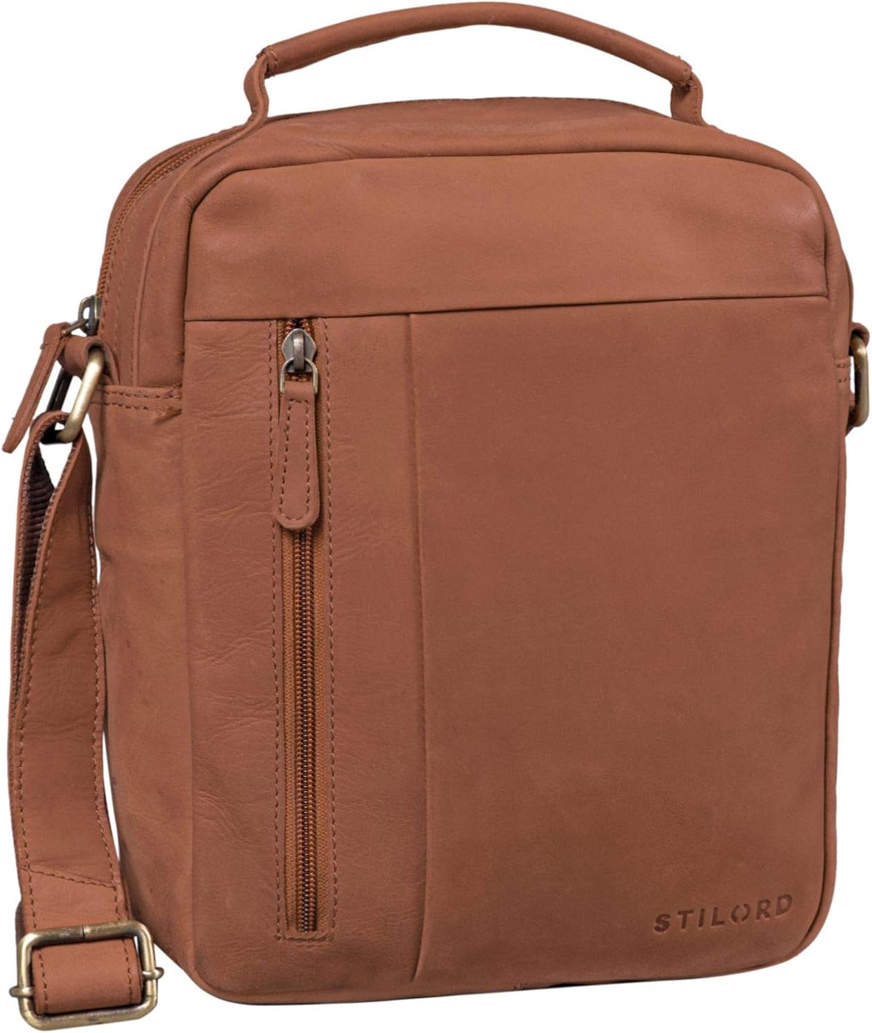 STILORD "Mitch" Vintage Messenger Bag Leather Shoulder Cross-Body for 11 inch iPads Men's Handbag in Genuine Leather Colour:Saddle - Image 4