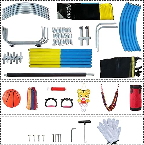 Miniatura 6 de Trampolín para niños, ajustable de 5 pies para niños pequeños, trampolín de bebé para interiores y exteriores con red de cierre, diseño seguro sin