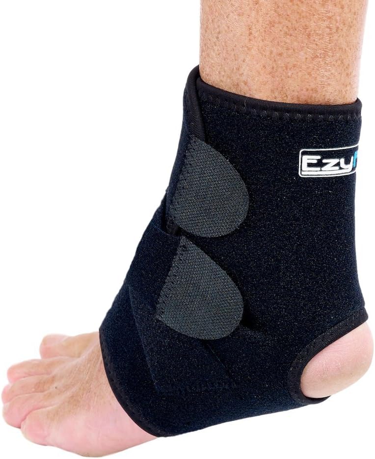 EzyFit Ankle Support Brace, Fully Adjustable Open Heel, Wrap Around Stabilizer Straps for Maximum Support - Strong Flexible Neoprene for Greatest Comfort - 3 Sizes