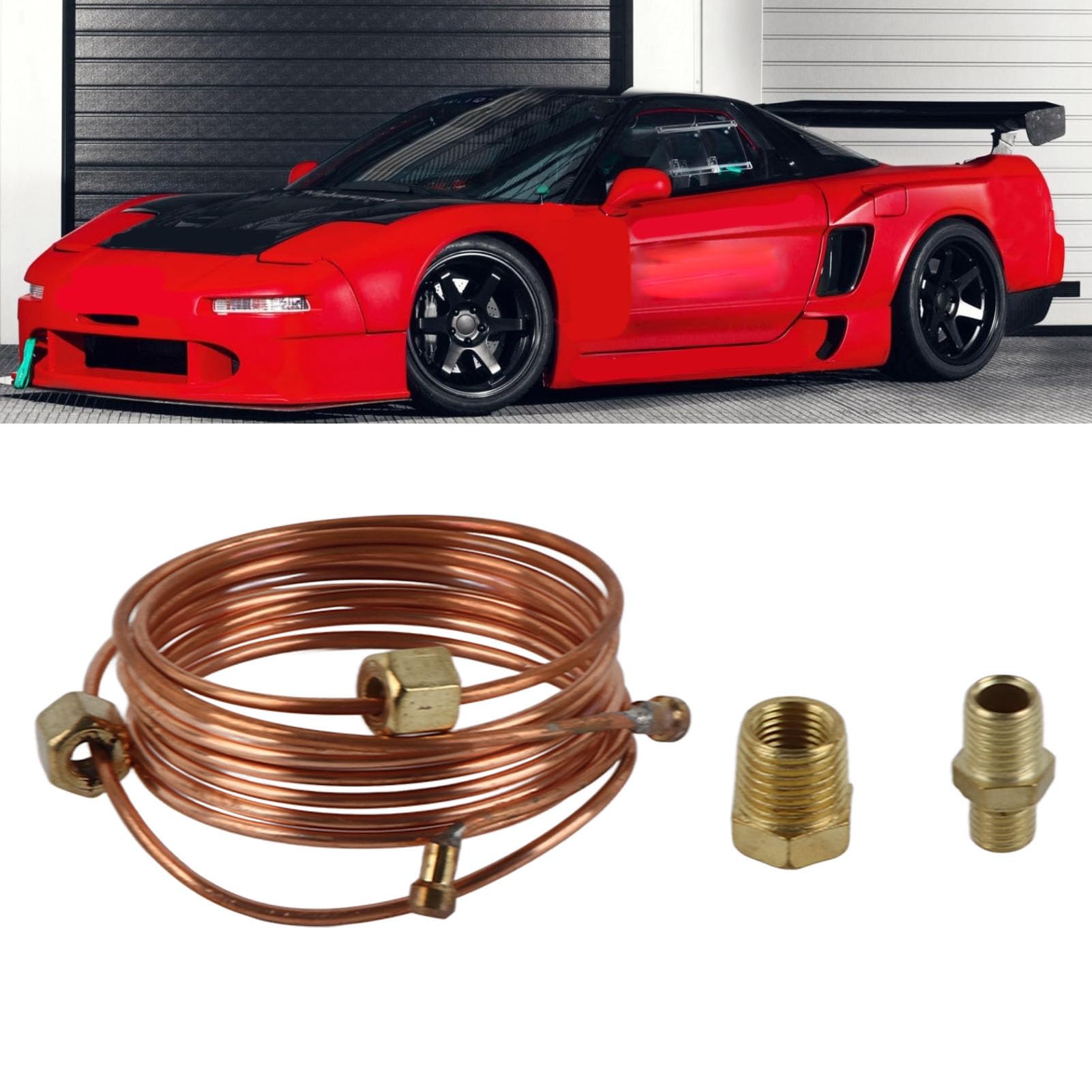 Mechanical Oil Pressure Gauge Tubing Kit, 72 Inch Length, Copper Tubing Installation Kit, 1/8in Diameter with Fitting for Automotive, Truck, and Tractor, Easy Installation