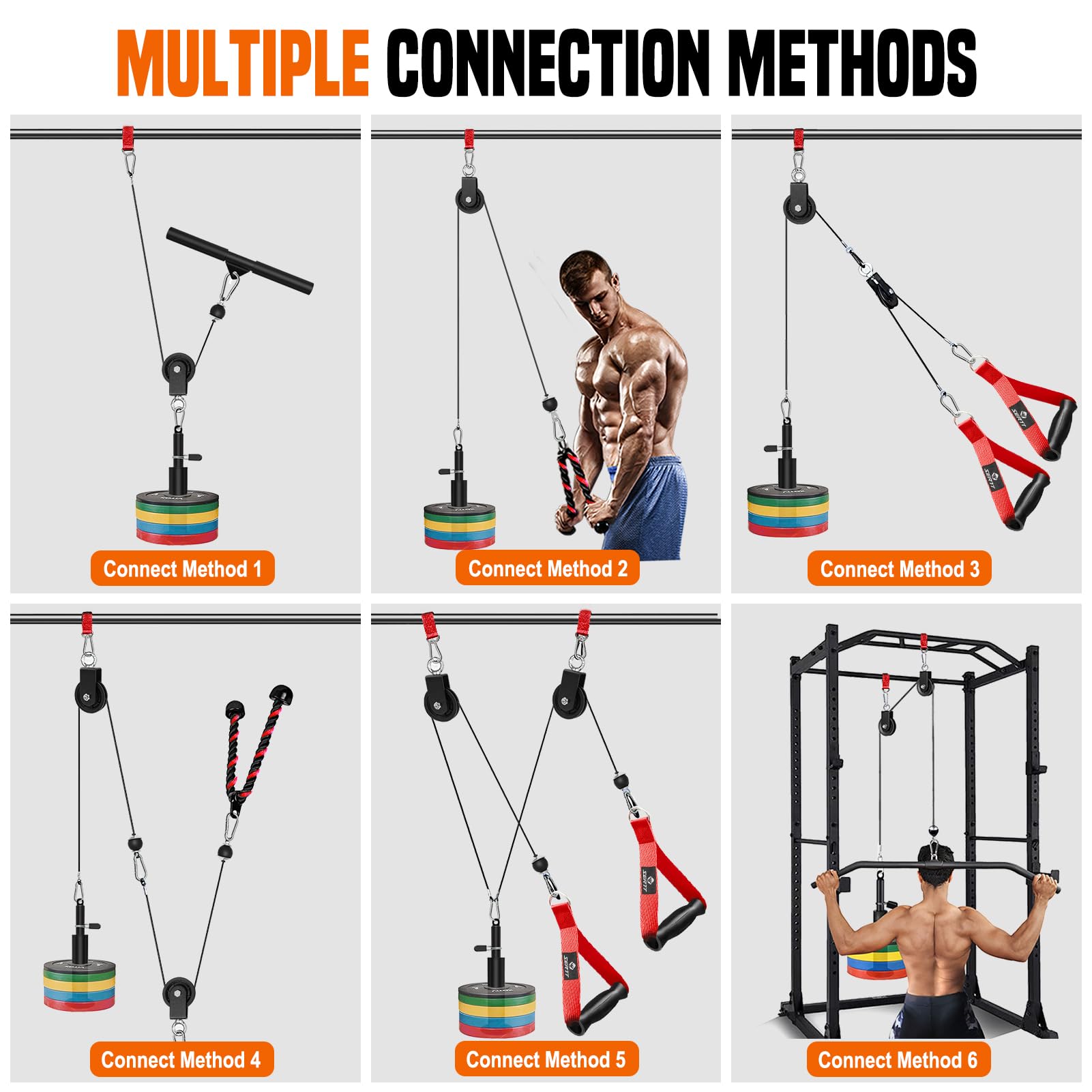 SERTT Sistema di puleggia per pesi da palestra, accessori per puleggia per palestra LAT Pull Down, bicipiti Curl, tricipiti, esercizi per braccia – Sistema di puleggia per pesi, attrezzatura