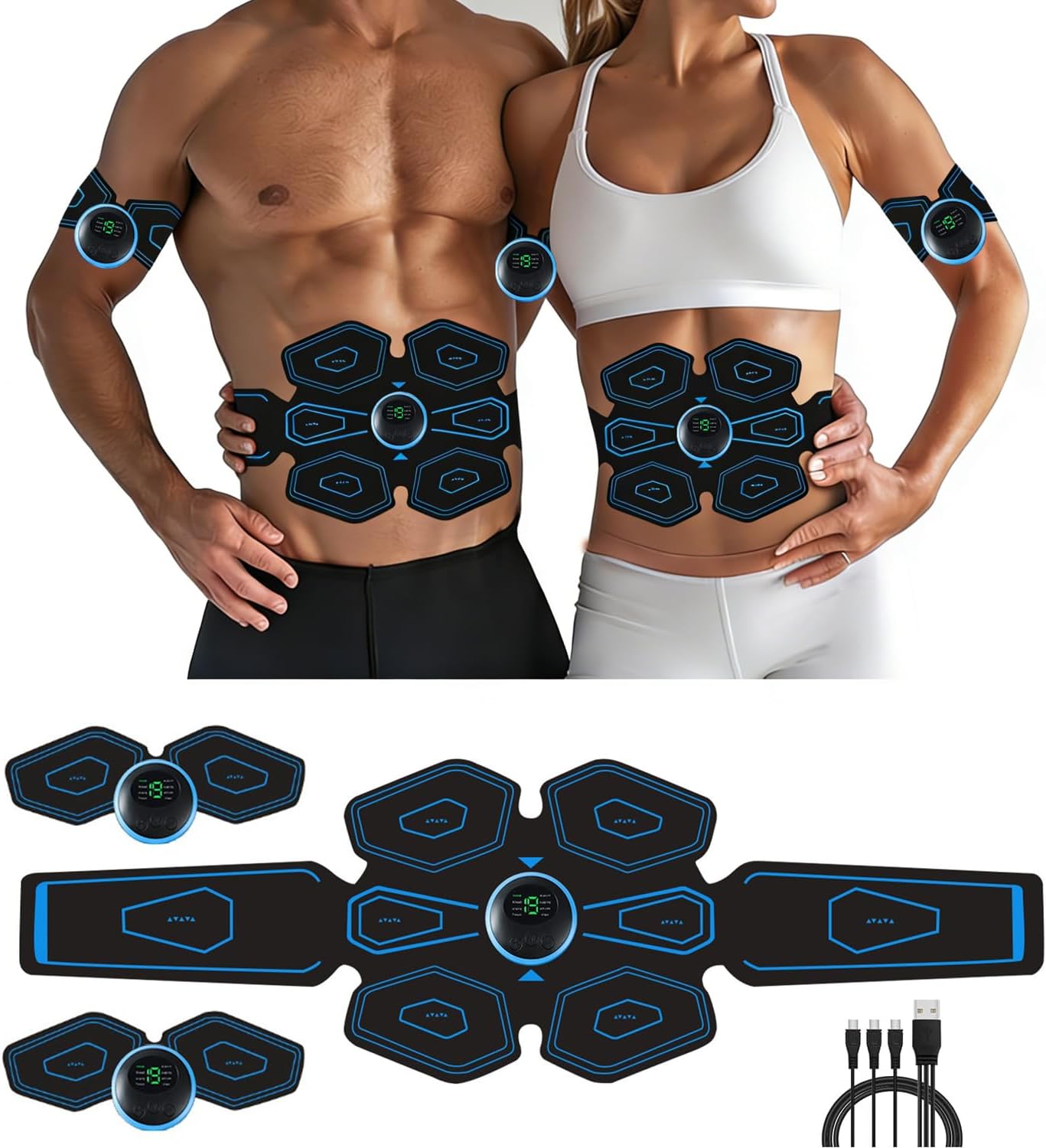 EMS Muscle Trainer, ABS Trainer Muscle Stimulator, 8 Modes & 18 Intensities for Abdominal/Arm/Leg/Hip Training, EMS Muscle Stimulator, Electric Abdominal Muscle Toner