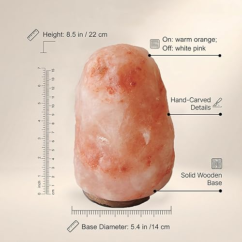 Miniatura 5 de AMOYSTONE Lámpara de sal natural del Himalaya, luz de cristal de roca naranja grande con interruptor de atenuación y bombillas, 8-9 pulgadas, 6-10
