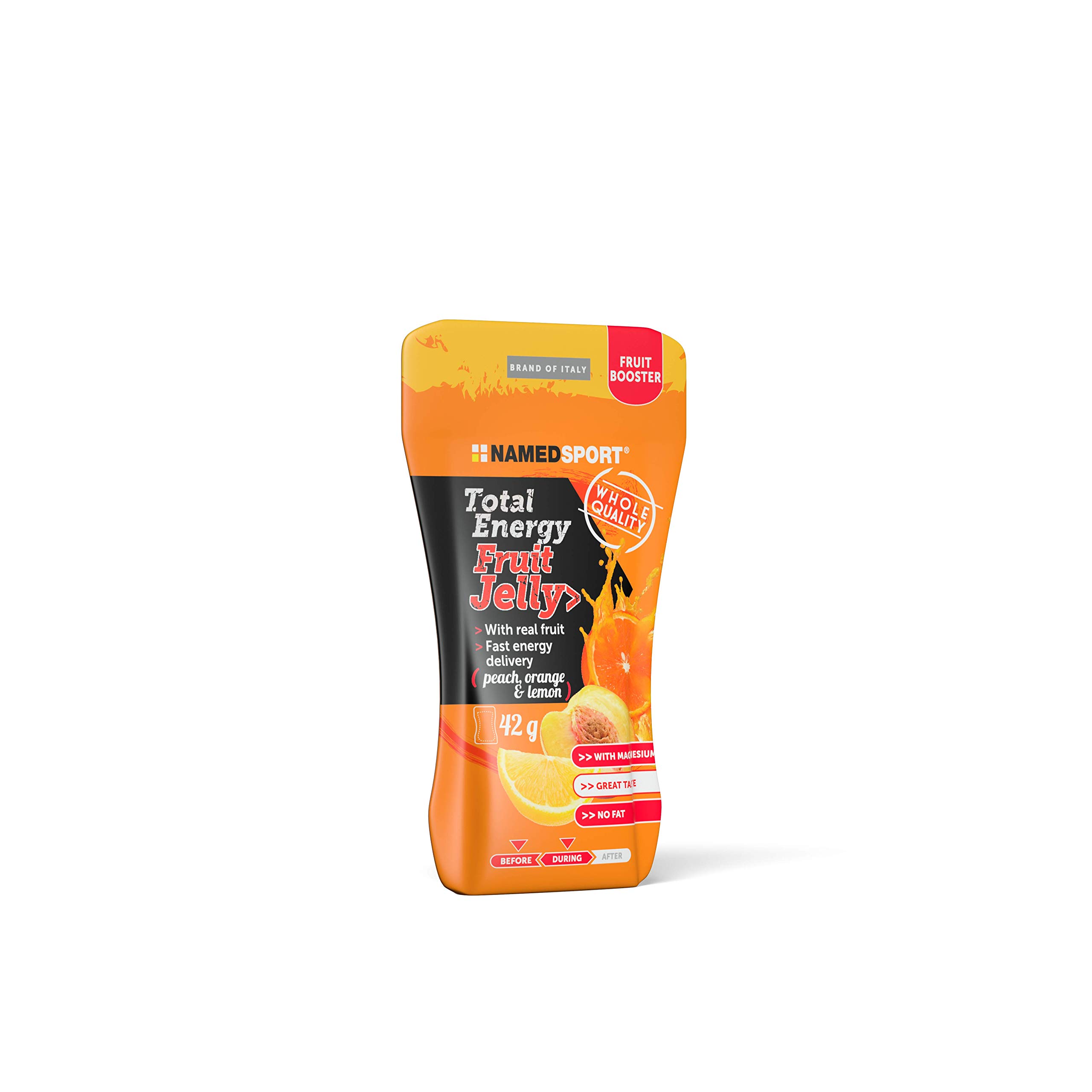 NAMEDSPORT SUPERFOOD Total Energy galaretka owocowa o smaku brzoskwini, pomarańczy i cytryny, pudełko 28 saszetek 42 g