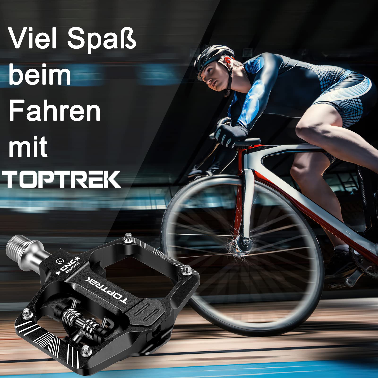 Toptrek SPD, 2 in 1 SPD Pedale/Plattform Pedale, 9/16 Zoll Achse CNC Aluminium Klickpedale, rutschfeste, Ultraleichte Rennrad mit Gedichteten Lagern für BMX, MTB Pedale