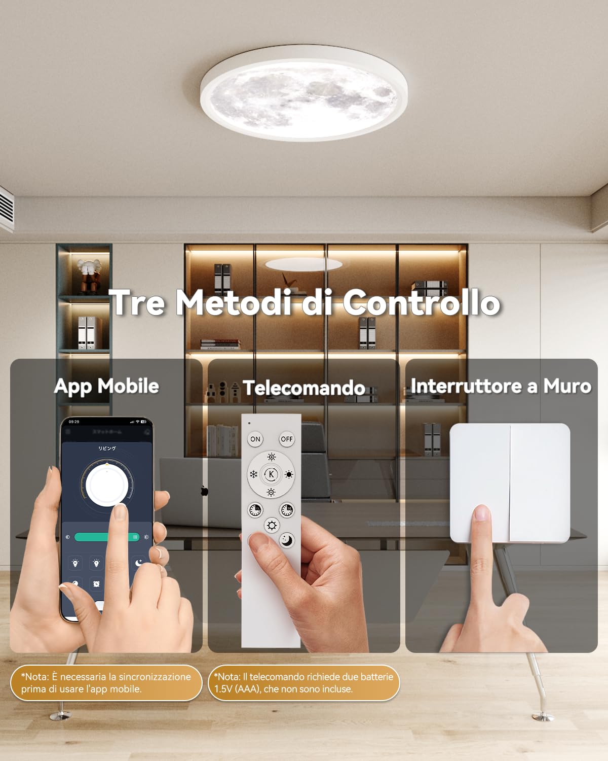 Lámpara de Techo LED Ø30 cm 24W 2800 lm CCT 3000-6500 K Moonlight | IP44 impermeable, regulable, con memoria y temporizador, ideal para dormitorio, habitación infantil, cocina comedor y pasillo