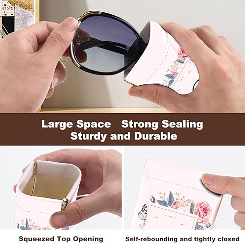 Miniatura 3 de Anikathy 2 piezas Estuche para gafas de sol y anteojos con letra inicial, de cuero PU suave, con paño de limpieza, lindo para hombres, mujeres y