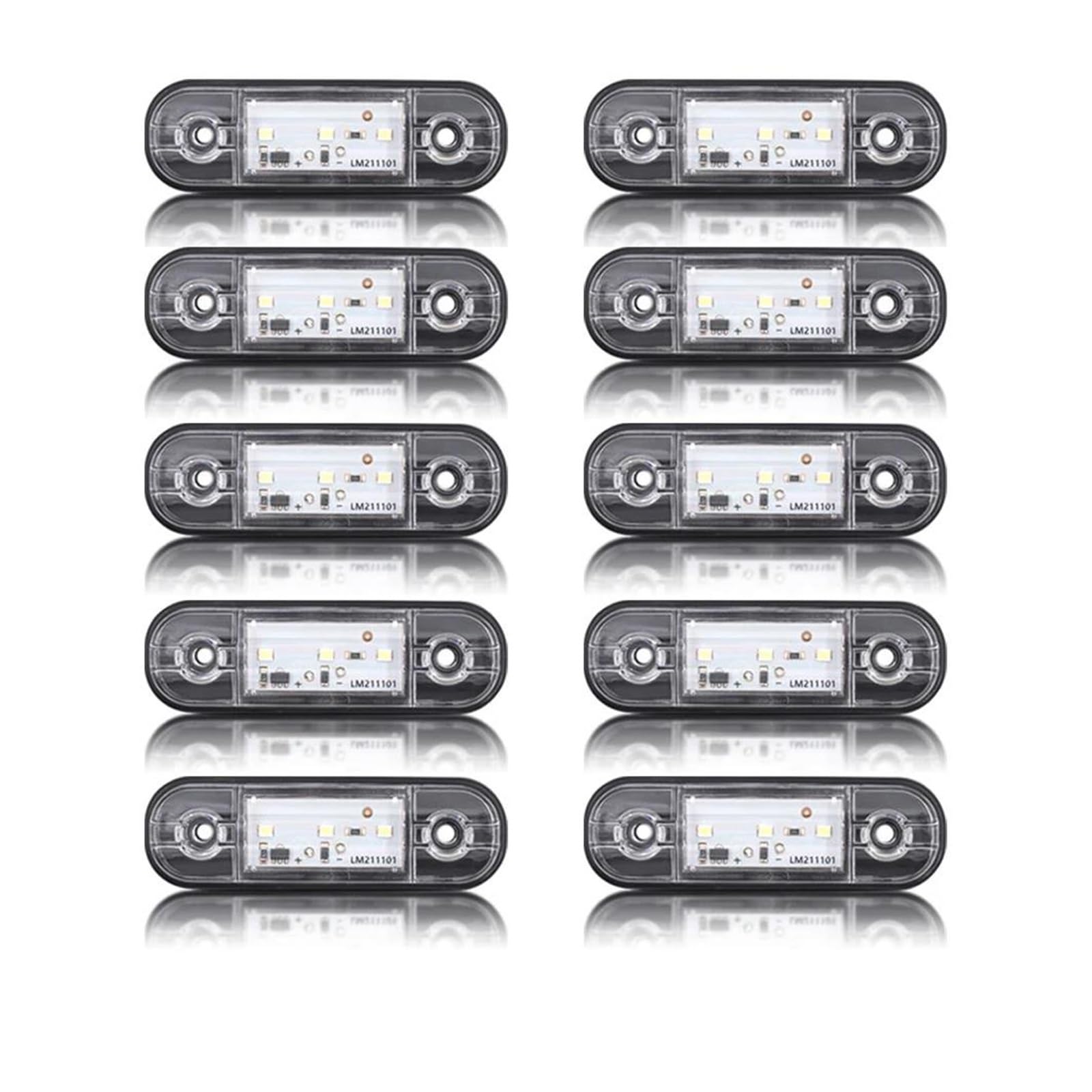 Luz Trasera 10 Luces LED posición Lateral 12 V y 24 V para camión Remolque autobús Luces externas Advertencia Luces traseras Luces Freno y señal Giro. Luz Matrícula(10x White)