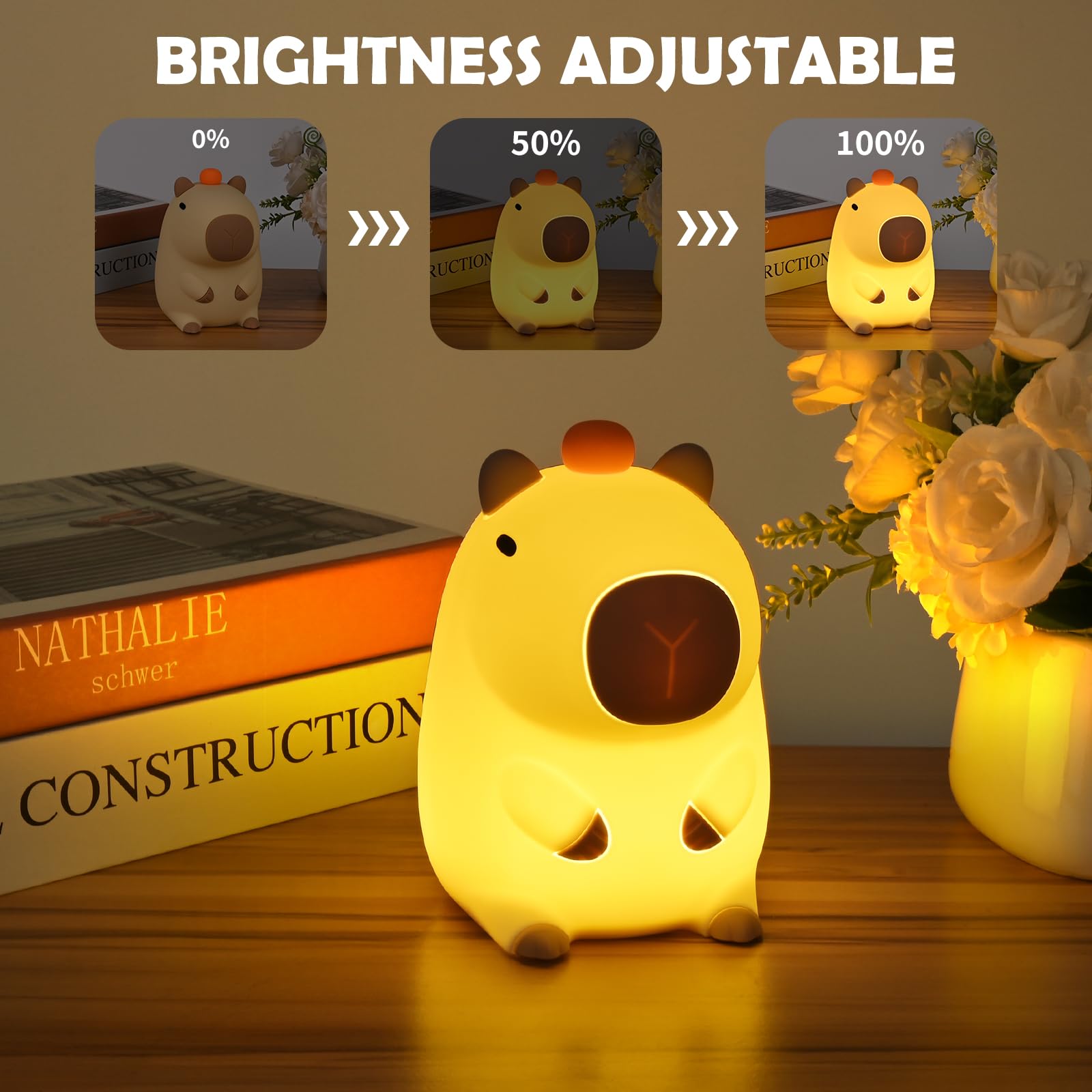 Luce Notturna Bambini, Capibara Lampada Touch, Luce Notturna USB