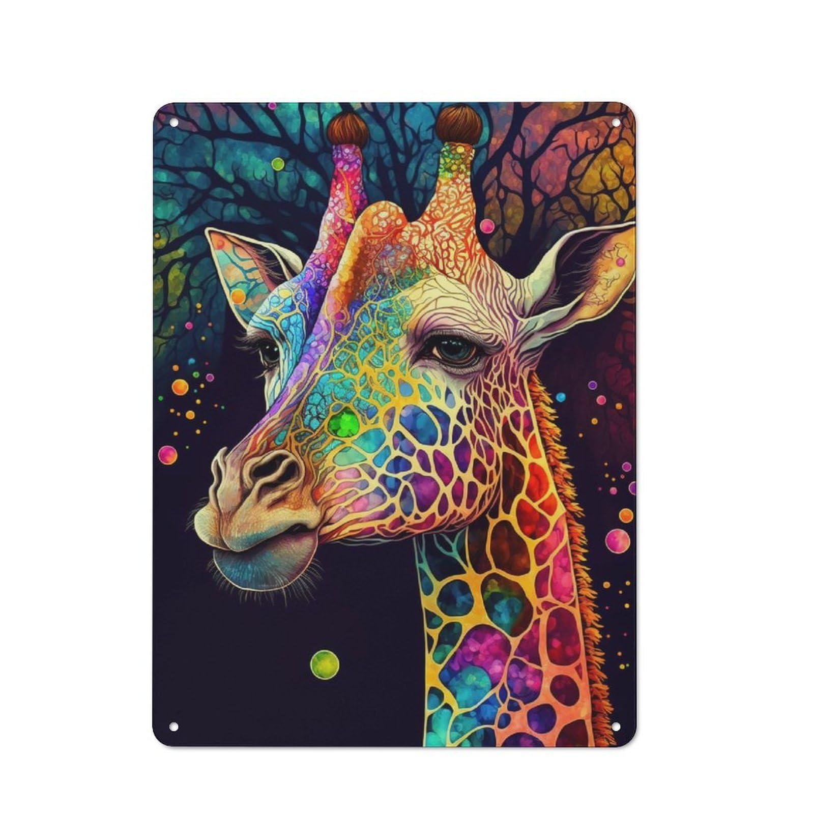 Junmoney Colourful Giraffe Tin Sign 40X30cm For Bar Or Restaurant, Retro Wall Decor, For Restaurant Interior Fans