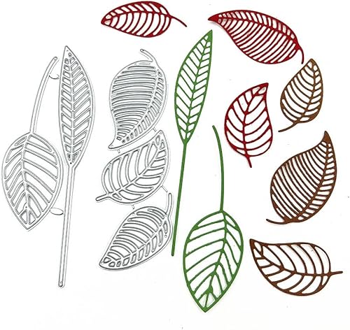 Miniatura 3 de 5 piezas de hojas de primavera de metal, troqueladas de hojas de primavera, corte de plantas de follaje de verano, plantillas de molde para