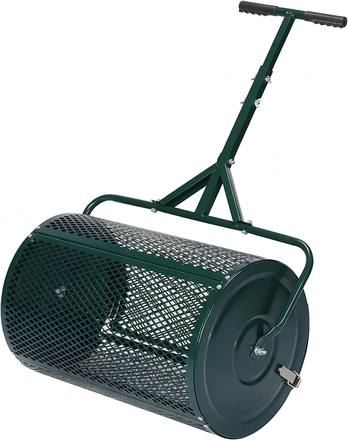 Generic 23.6 Inch Heavy-Duty Compost Spreader Height Adjustable Handle Lightweight Metal Mesh with Side Latches for Lawn Garden Spreading Topsoil