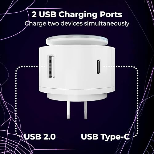 Miniatura 3 de iJoy Tim Burton's The Nightmare Before Christmas - Luz nocturna LED táctil con estación de carga USB, Jack y Sally LED con 6 ajustes de luz, puertos