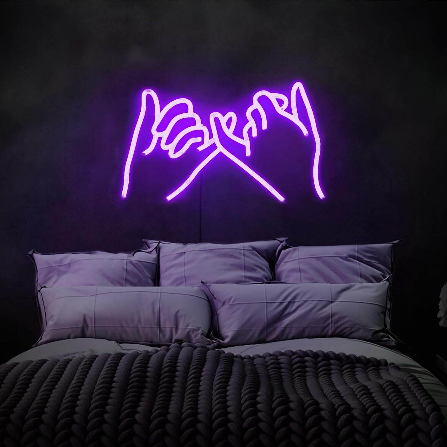 Hand Promise Neon Sign Led Light Up Hands Signs for bedroom, Living Room, Wedding, Anniversary, Party USB Powered Wall Decoration 18inches