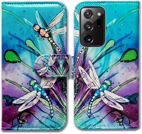 Funda para Samsung Galaxy Note 20 Ultra 5G, linda libélula de cuero con tapa para teléfono con ranura para tarjeta soporte para Samsung Galaxy Note