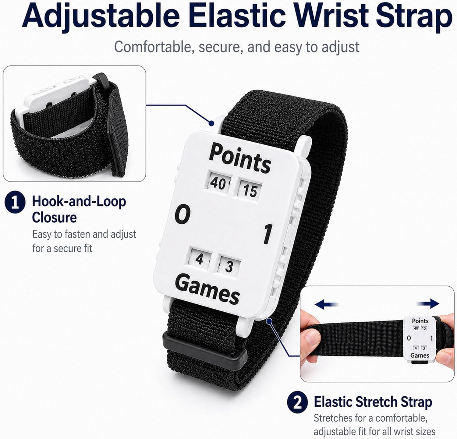 Tennis & Padel Wrist Scorekeeper – Mechanical Dial Score Counter with Adjustable Elastic Strap, Lightweight Portable Match Score Tracker
