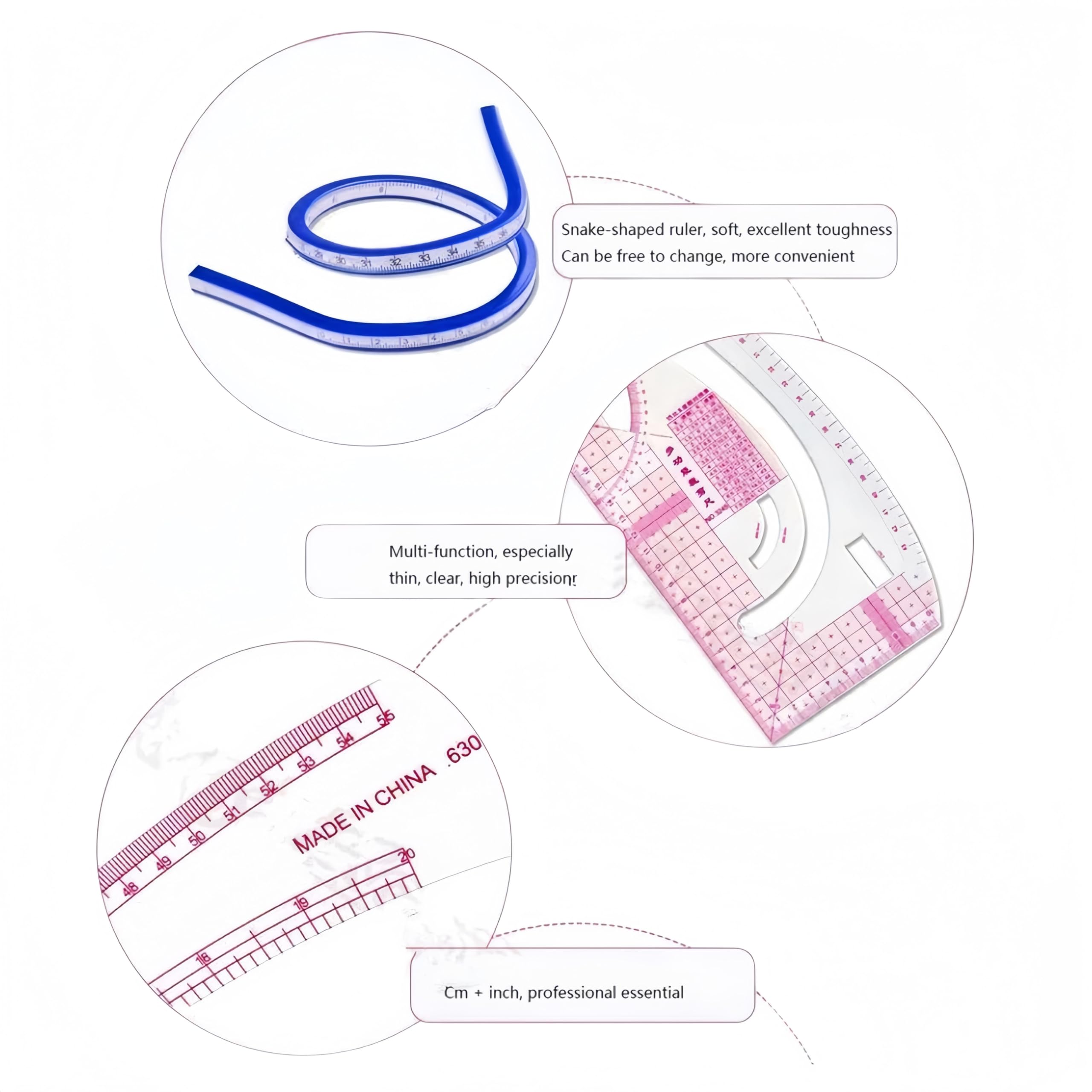 Règle De Couture En L Carrée Plastique - 60 Cm, Transparente, échelles Cm/mm Et Pouces - Pour Patron, Dessin, Coupe De Tissu