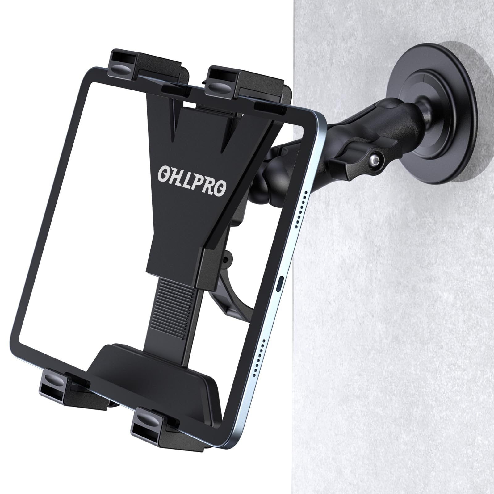 OHLPRO Tablet Wall Mount, Sticky iPad Holder, Damage-Free Adhesive Wall Dock for iPad, Galaxy Tab, and 7-11" Tablets, 360° Rotation Tablet Holder for Car, Bed, Yoga, Kitchen