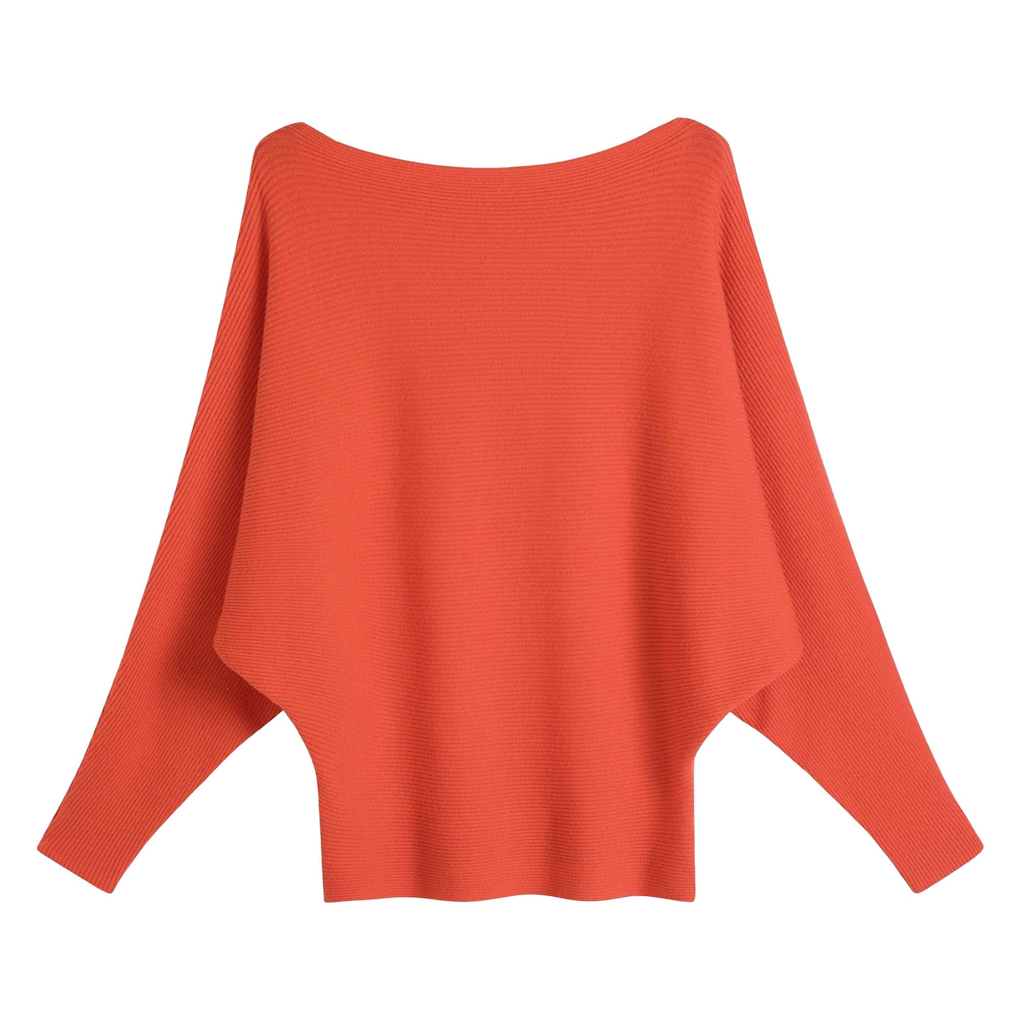 Winter Clothes for Womens Loose Sweater Knitted Batwing Sleeves Boat Neck Long Sleeve Jumper Ribbed Top One Size