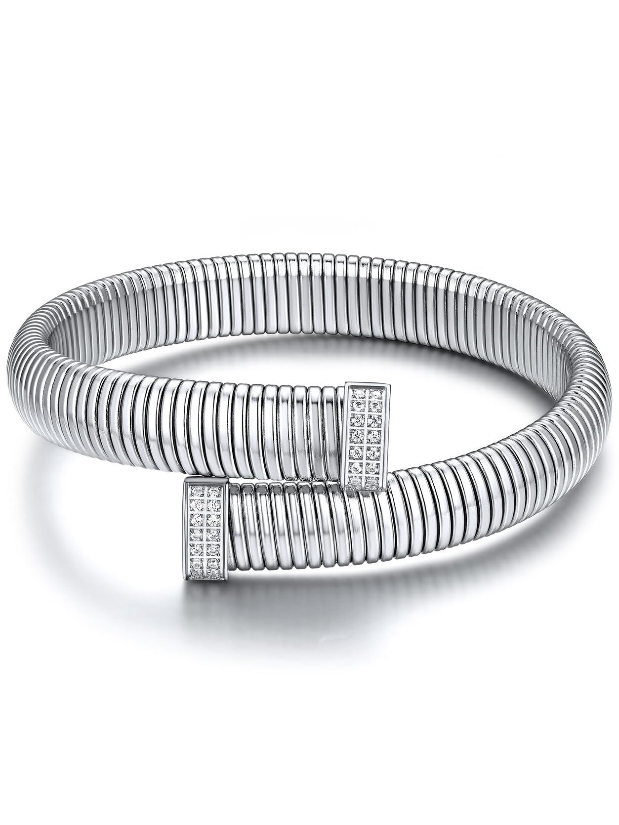 KeyStyleKeyStyle Bangle Bracelets for Women, Stainless Steel Stretch Bracelet Flexible Wide Link Chain Gold Wristband GoldChic Twisted Jewelry, 10mm, 16mm, 20mm