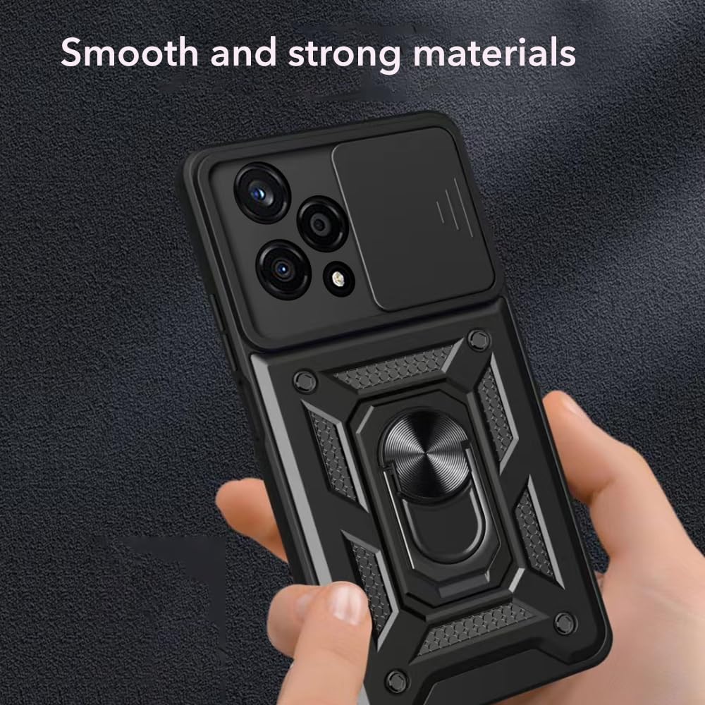 SDTEK Case for Honor 200 Lite Phone Cover with Camera Lens Protection, Stand, Magnetic Ring Holder and Glass Screen Protector (Black) - Image 3