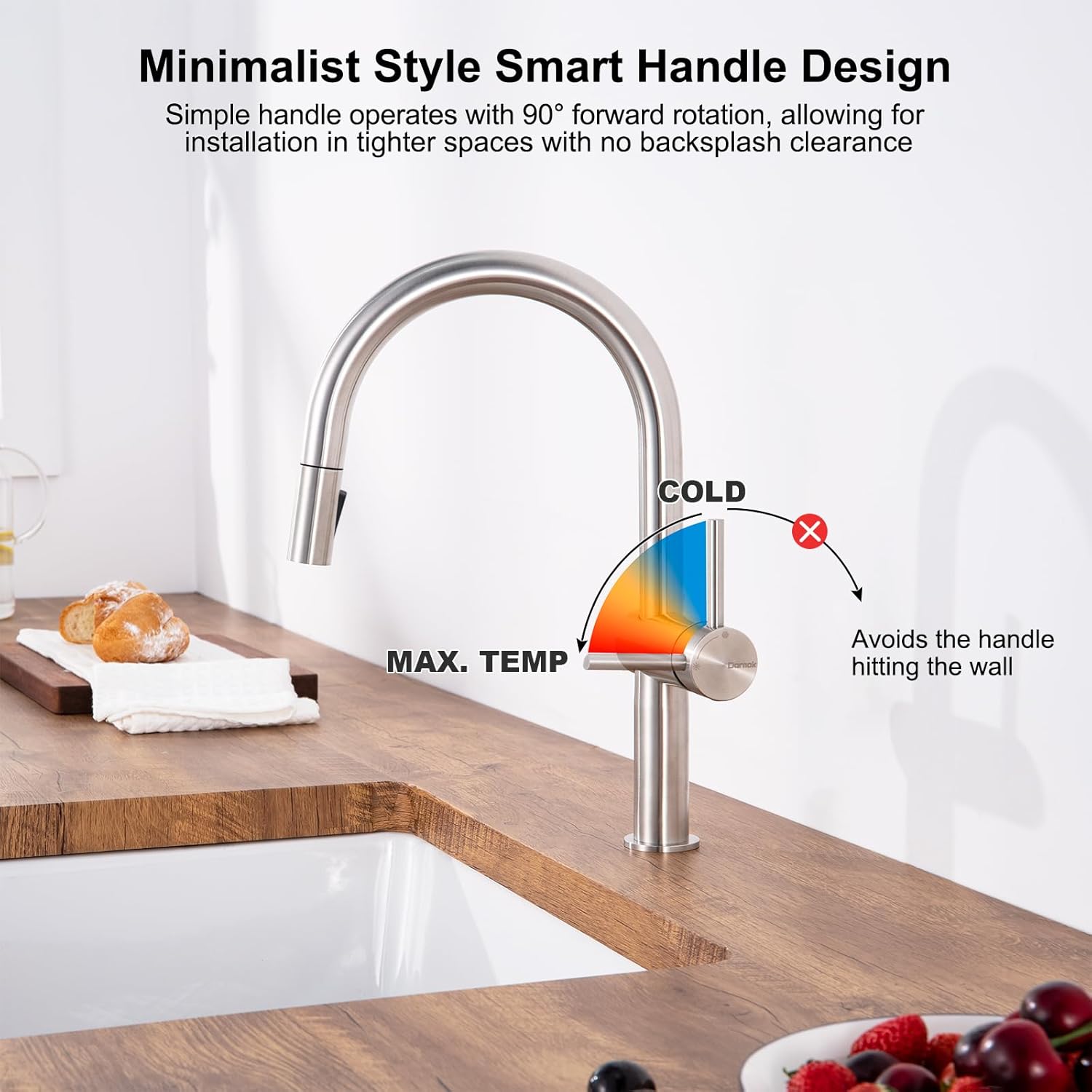 Darnok 79721SS Luca Kitchen Sink Faucet with Pull Down Sprayer, Stainless Steel