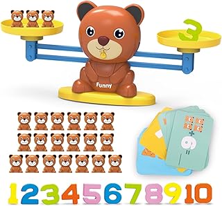REMOKING 83 Pcs Balance Math Toys for Kids,Early Education Toys for Counting Numbers,Mathematical Teaching Tool with Bears&Cards, Preschool Gift Toys for 3,4,5,6,7,8 Years Old Boys,Girls