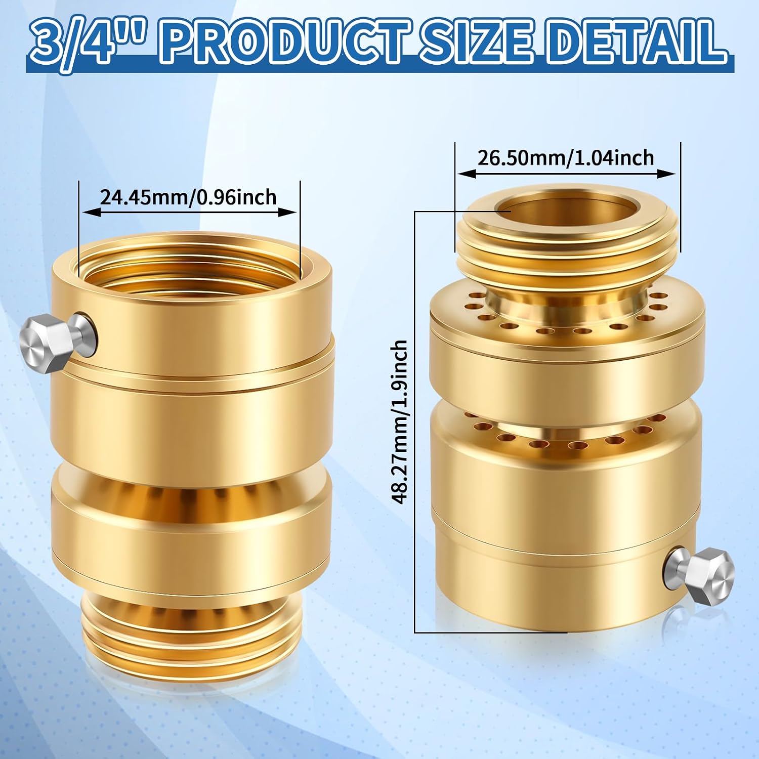 No Lead Brass Self-Draining Vacuum Breaker with 3/4'' GHT Feamle to 3/4'' GHT Male Thread Hose Bib Anti Siphon Valve Backflow Preventer Adapter, for Outdoor Garden Faucet Spigot Replacement