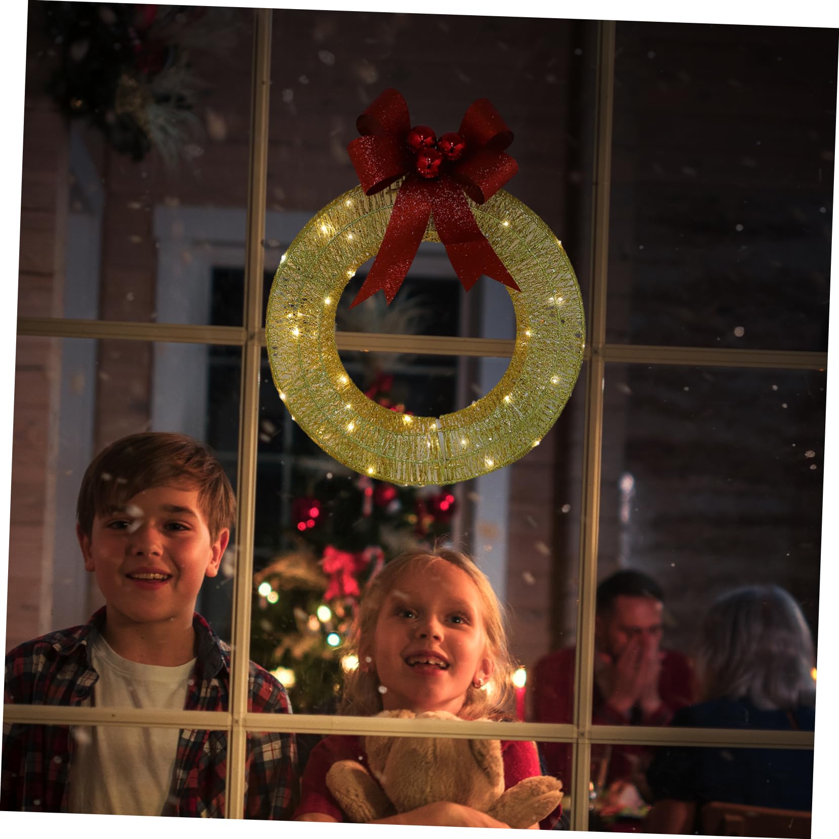 Lichter-weihnachtskranz mit Schleife Led-weihnachtsdekoration zum Aufhängen Kreativer Kranz für Innen und Außenbereich Realistischer Künstlicher Weihnachtskranz