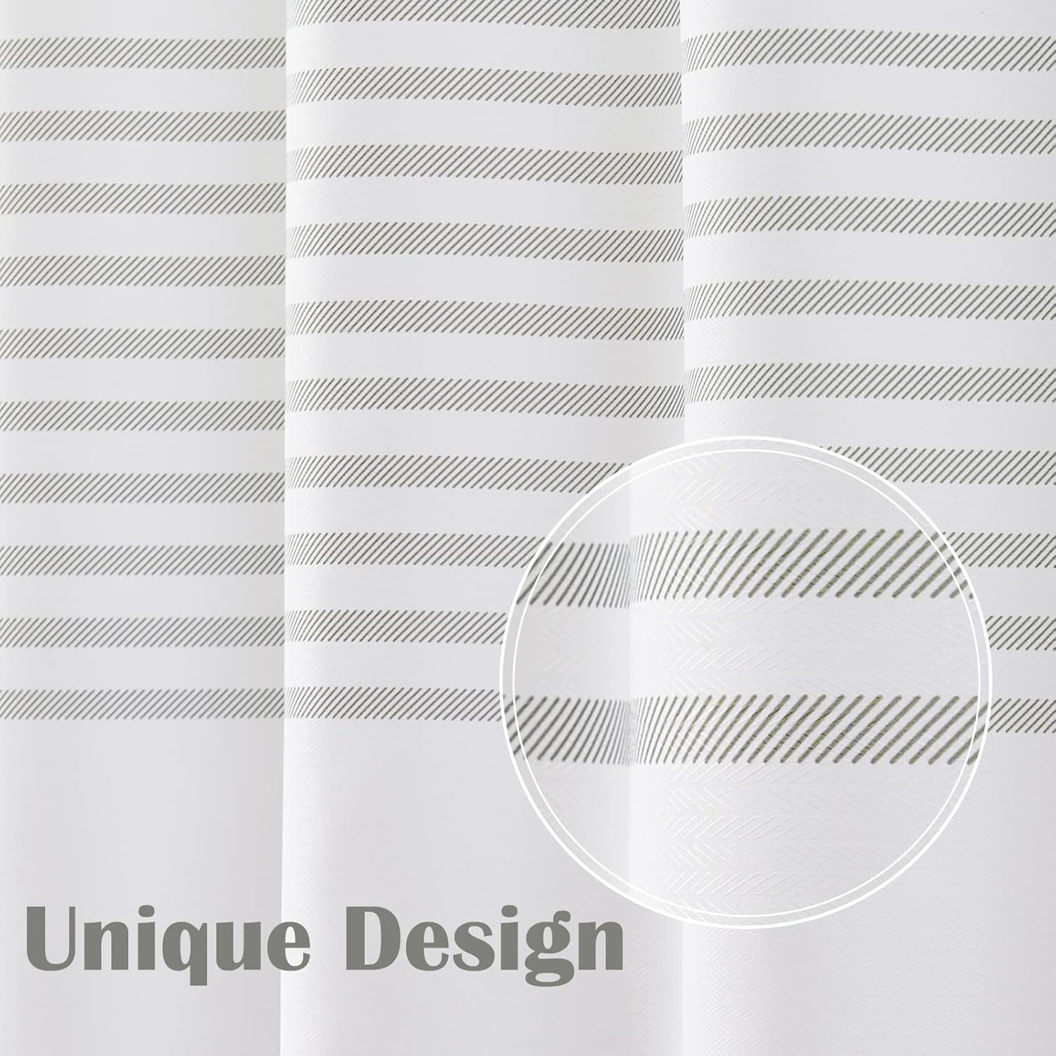 jinchan Grey and White Striped Shower Curtain Modern Zig Zag Waterproof Fabric Shower Curtains for Bathroom with 12 Hooks Machine Washable 70x72 inches 70"W x 72"L (Pack of 1) B. Stroke Grey