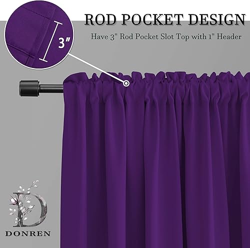 Miniatura 4 de Cortinas Donren opacas, para ventanas de 2 paneles, bolsillo para el cortinero