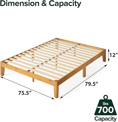 Miniatura 70 de ZINUS Alexia - Base de cama con plataforma de madera, base de madera maciza, no necesita somier, soporte de listones de madera, fácil montaje, pino