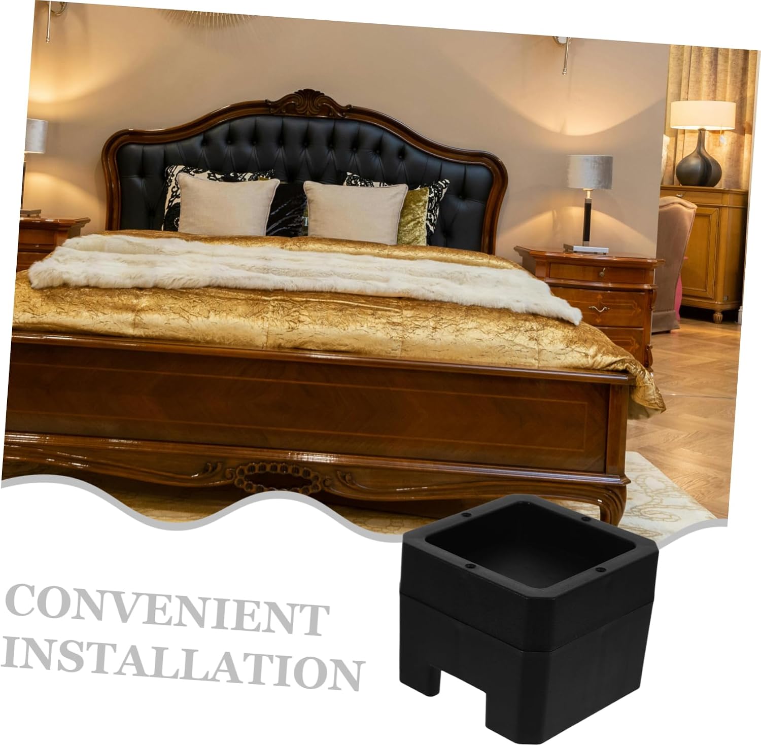 4pcs Bed Risers Reversible Skid Design for Enhanced Stability for Bed Sofa Desk and Table Legs Height Elevation for Extra Storage Space