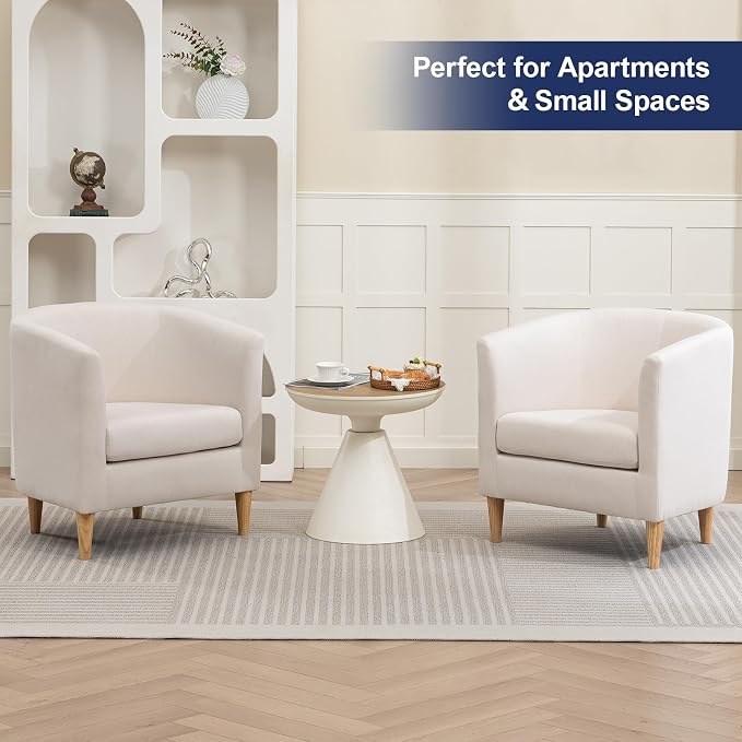 Sillón Acolchado Moderno con Reposabrazos, Beige Claro miniatura 2