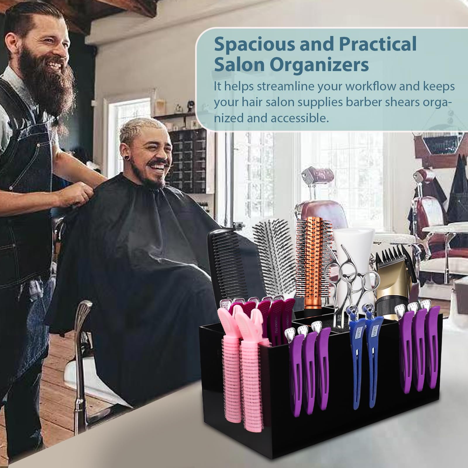 Friseur-Organizer Aus Acryl – Halter Für Scheren, Kämme & Zubehör, Abnehmbar, Einfach Zu Reinigen (Rose Rot)