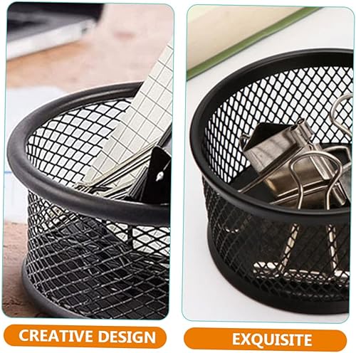 Miniatura 8 de STOBOK Soporte de clip de metal para escritorio, 6 piezas, suministros de oficina, organizador de clips de papel de malla metálica, contenedor de