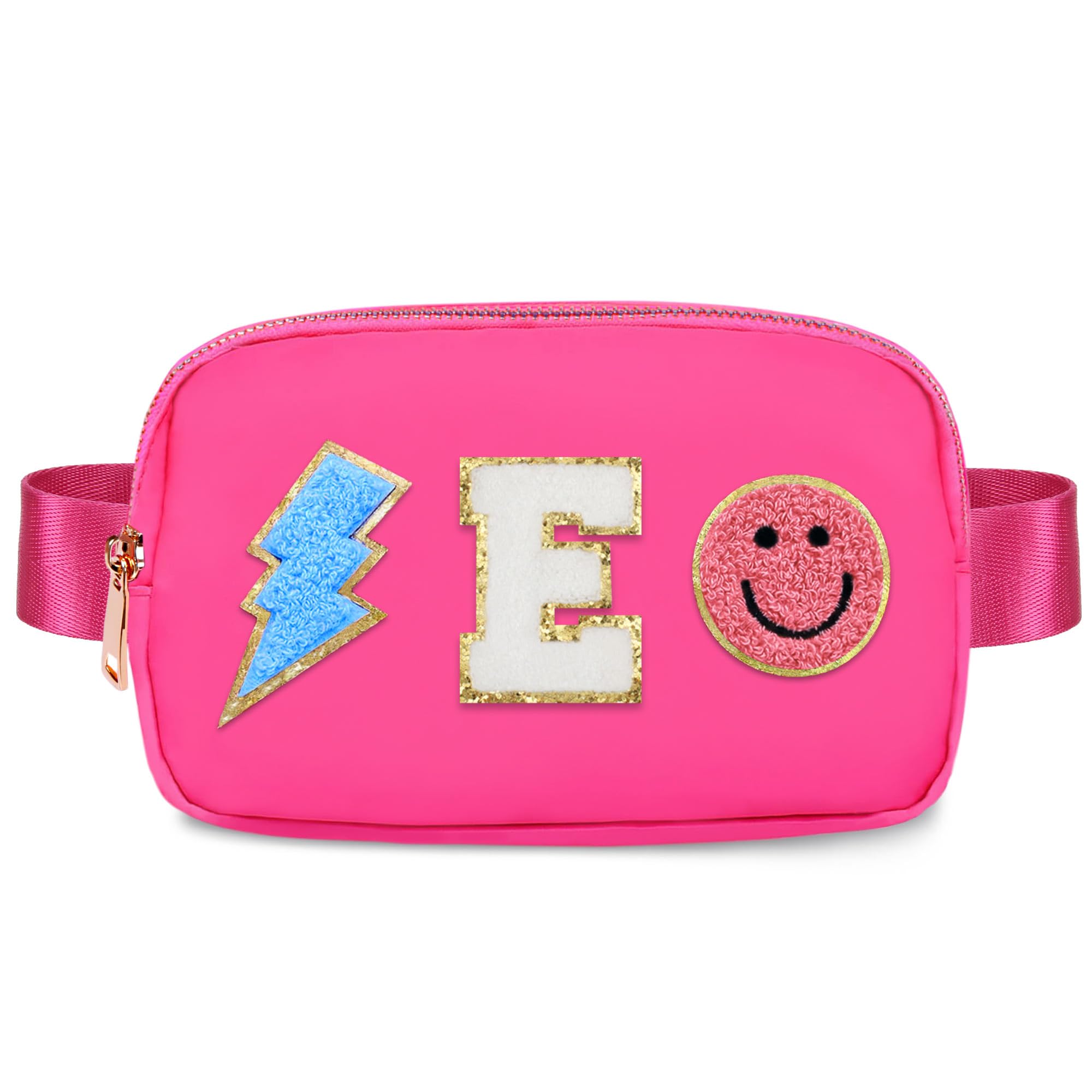 Fanny Pack For Girls Birthday Christmas Gifts Idea For 4 5 6 7 8 9 10 11 12 13 Year Old Kids Cute Trendy Belt Bag Fashionable Waist Packs Crossbody Bag Initial Letter E Hot Pink Lightning
