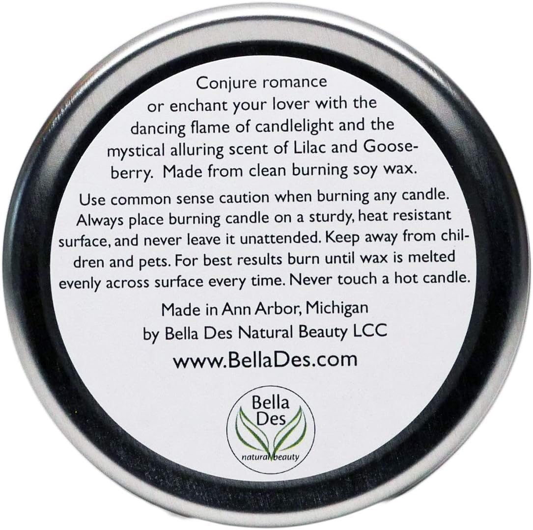 Lilac and Gooseberry Scented Soy Candle Tin | 6 ounces Hand Poured | Clean Burning Soy Wax | Yennefer Scent of a Sorceress by Bella Des Natural Beauty - Image 3