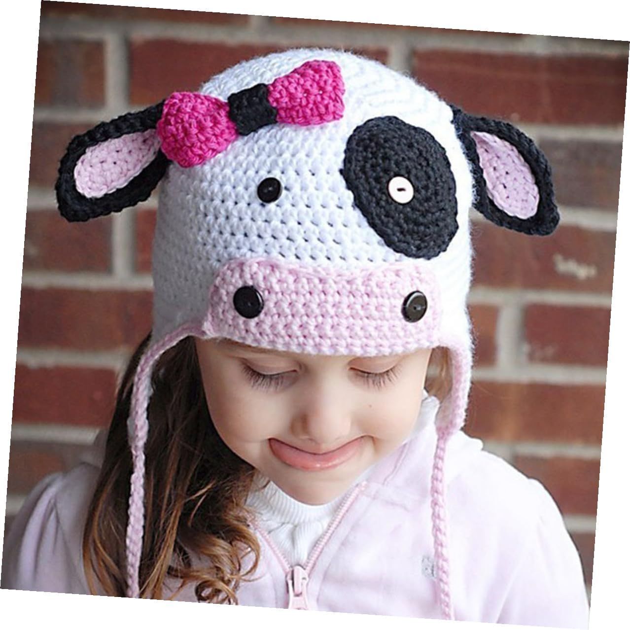 Cow Print Knit Baby Hat, Adorable Winter Warm Cap for Toddler Girls Boys