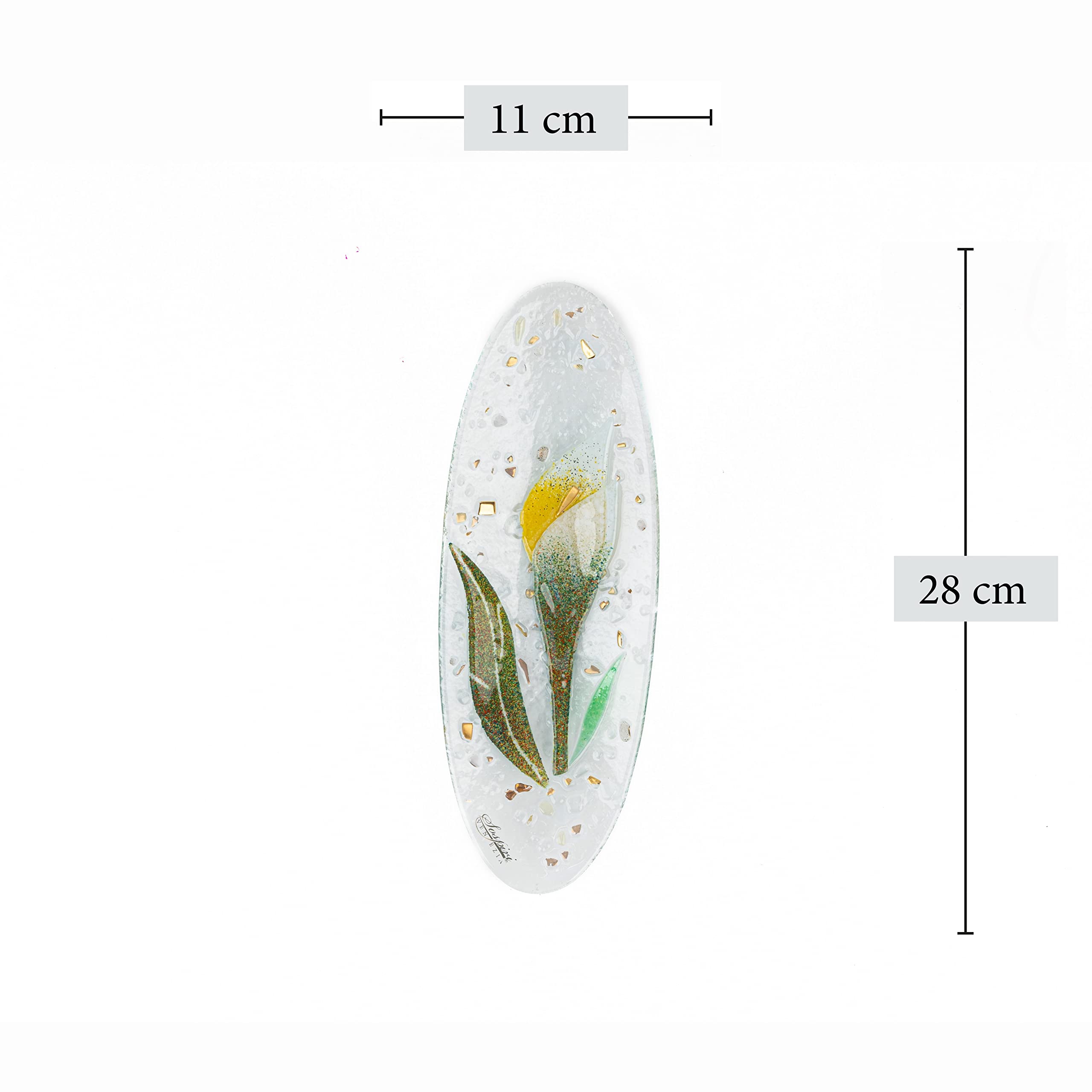 SOSPIRI VENEZIA Svuotatasca Piatto Soprammobile Decoro Floreale Vetro Murano Centrotavola Arredo Casa Idea Regalo Realizzato a Mano Made Italy (cm 28X11 Ovale)